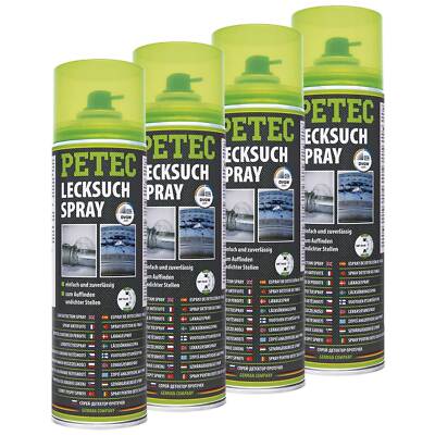 Lecksucher Leckfinder Lecksuch Spray Prüfflüssigkeit PETEC 70750 4 X 400 ml