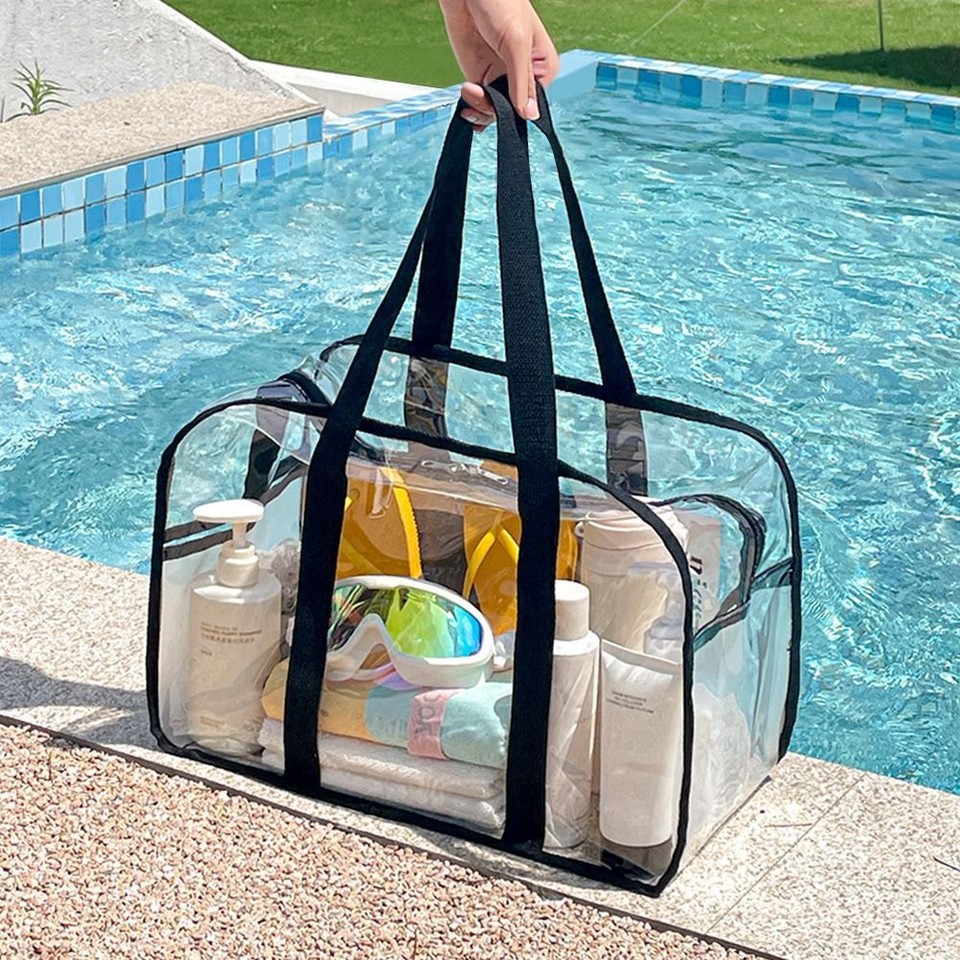 Transparent Swimming Beach Bag PVC Toiletry Bag Travel Clothing Storage