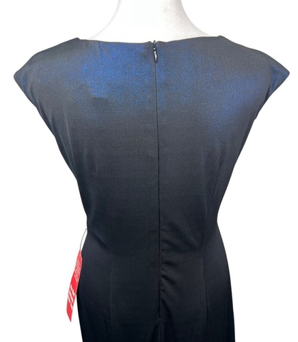 Connected Apparel Womens Sleeveless Black Blue Shimmer Ruffle Midi Dress Size 6 - Picture 7 of 11