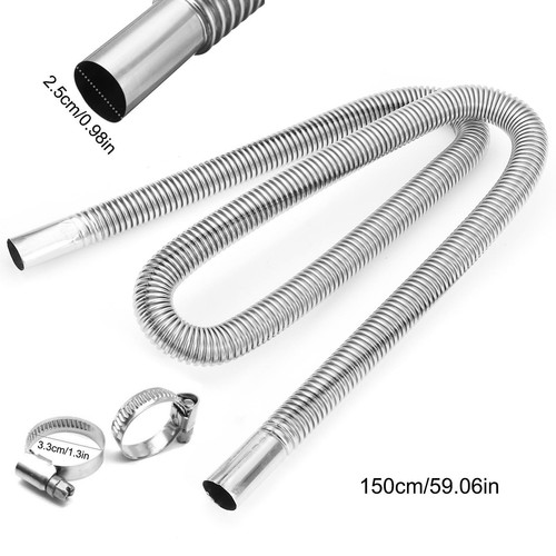 2-10ft Stainless Steel Heater Exhaust Pipe, Flexible Exhaust Tubing w/ 2 Clamps - Picture 6 of 19