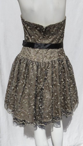 Vtg 80s JESSICA McCLINTOCK US M 8 10 Mesh Strapless Drop Waist Dress Tulle Prom - Picture 7 of 7