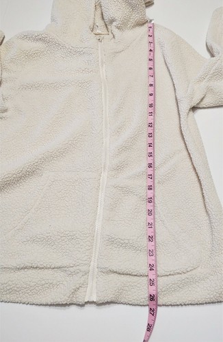 Sherpa-Look Fleece Full Zip Hoodie Damen L Taschen Freizeit Elfenbein Weiß - Bild 5 von 7
