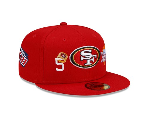 Cappello San Francisco 49ers New Era 5x Conteggio Gli Anelli Patch 59FIFTY Fitted - Foto 3 di 7