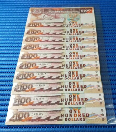 10X Singapore Ship Series $100 Note A/10 235681-235690 Run GKS Dollar Currency - Picture 1 of 2