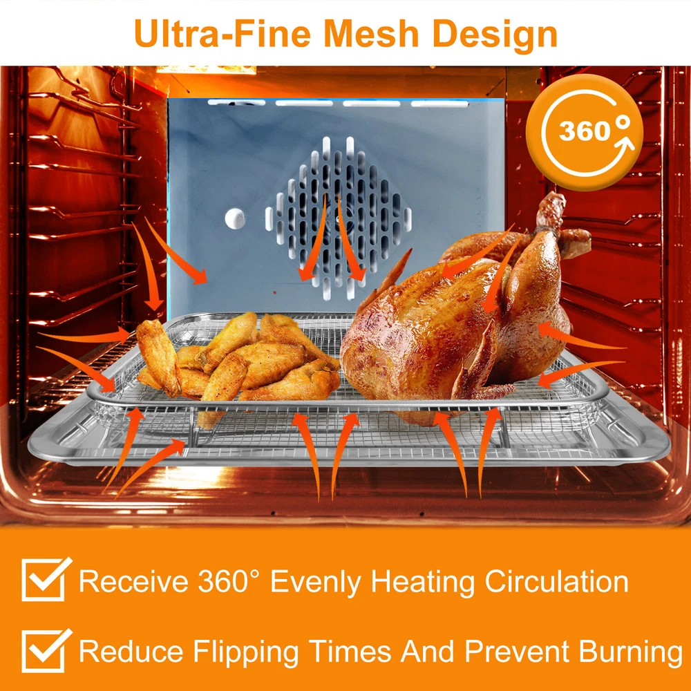 Air Fryer Basket for Oven, Set Stainless Steel Oven Air Fryer Basket and Tray