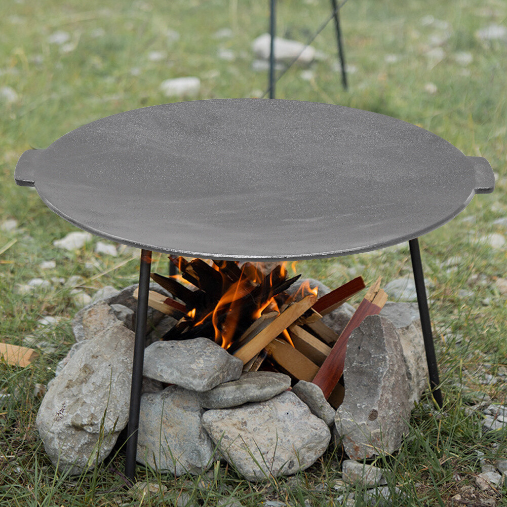 Cast Iron Stand Griddle Hot Plate BBQ Grill Cooking Camping Barbecue Party  43cm