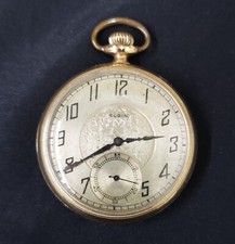 1929 Elgin 10K Gold Filled 7 Ruby Jewel Pocket Watch with 2 Tone Champagne Dial