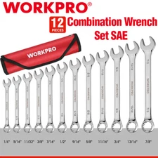 WORKPRO 12-PIECES Premium Combination Wrench Set SAE 1/4"-7/8" 12PT Wrenches Set