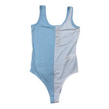 DISCREET Women's Blue Colorblock Sleeveless Bodysuit Size Large