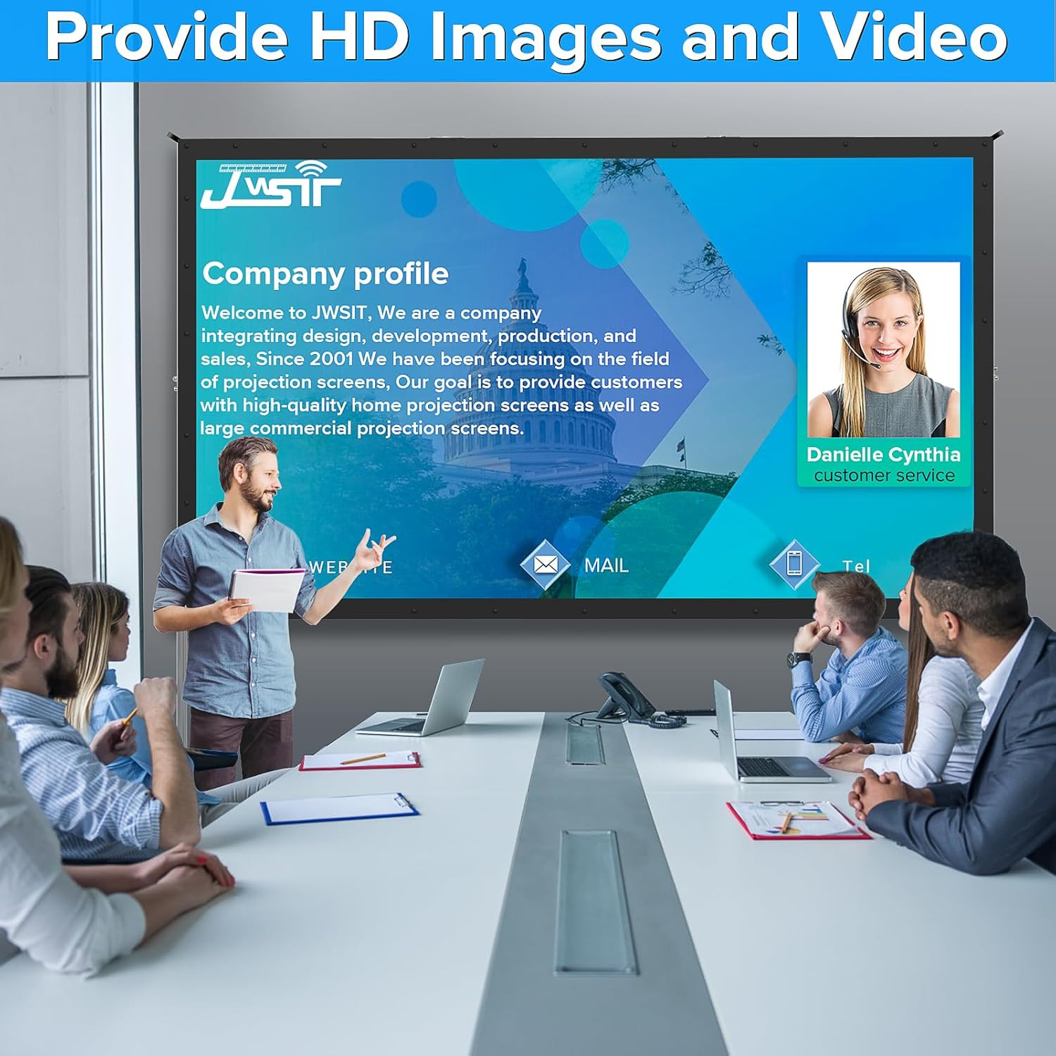 Projector Screen Indoor, 100 Inch Outdoor Movie Screen-Upgraded 3 Layers PVC 16: