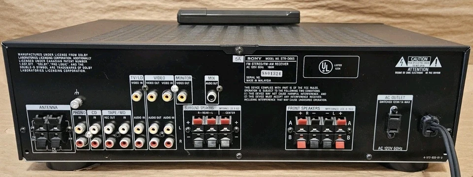 Sony STR-D665 - 5.1 Ch AV Home Theater Surround Receiver Stereo W/ Remote Bundle - Image 2 of 4