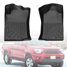 Tpe All-weather Front Floor Mats Liners 2pcs For 2012-2015 Toyota Tacoma Black