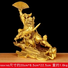 Chinese Brass Zhong Kui Ghost Buster Statue Taoism Deity Feng Shui Home Decor