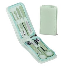 7 Pcs Manicure Set Stainless Steel Nail Clippers Kit, Nail Care 7 in 1, Green