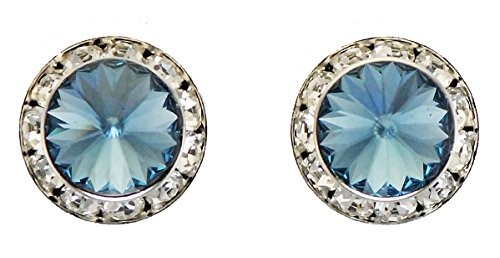 Завершающий штрих - Серьги с крупными хрустальными камнями - Синий деним - Серебристая отделка