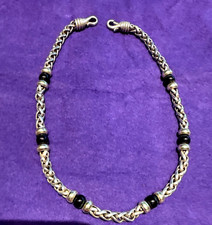 David Yurman Sterling , 14Gold And Onyx Bead Necklace 15.5 inches clasp to clasp