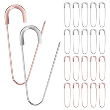 20-Pack Large Safety Pin, 3.15in(80mm) Heavy Brooch Pins [Sliver/Rose Gold]