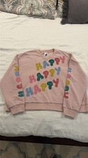Queen Of Sparkles Women’s Pink “Happy Happy Happy” Sweatshirt Size Large