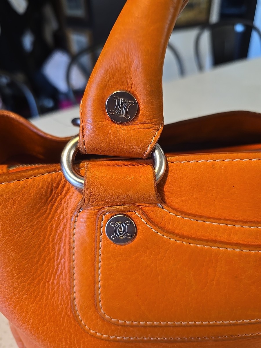 CELINE's Boogie Bag Handbag Triomphe Leather orange Two