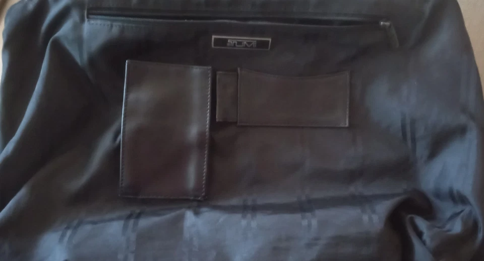 Bolso de hombro Tumi Tote negro nailon cuero ribete viaje de negocios doble asa Foto 4 de 4