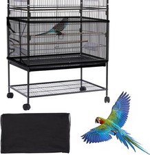 Daoeny Large Bird Cage Cover, Seed Catcher, Adjustable Soft Black