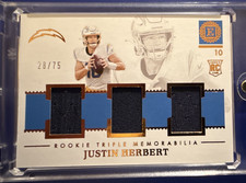 Panini 2020 Encased Justin Herbert Rookie Triple Memorabilia #RT-3 /75