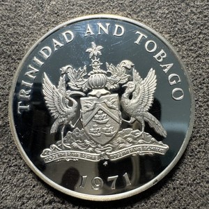 1971 Trinidad & Tobago Large Vintage Proof Silver $5.00 Proof Ultra Cameo