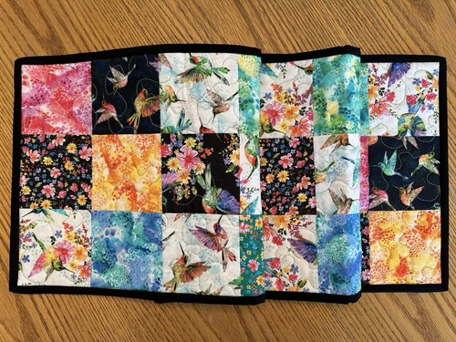 Quilted Table Runner 12x60 Reversible Hummingbirds & Flowers, Custom Home Decor - Picture 9 of 14