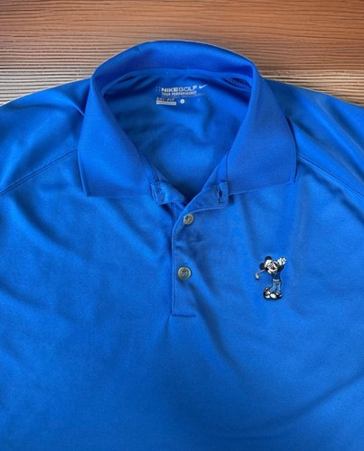 Nike Golf Disney Polo Shirt Mens Large Blue Mickey Mouse Dri-Fit Performance - Picture 2 of 5
