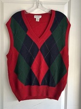 Vtg Tricots St. Raphael Bloomingdales Argyle Vest 100% Wool Sz M Golf Preppy