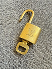 LOUIS VUITTON: Gold/Brass, Metal "LV" Logo Padlock & Key Set #310 (sw) — photo 3