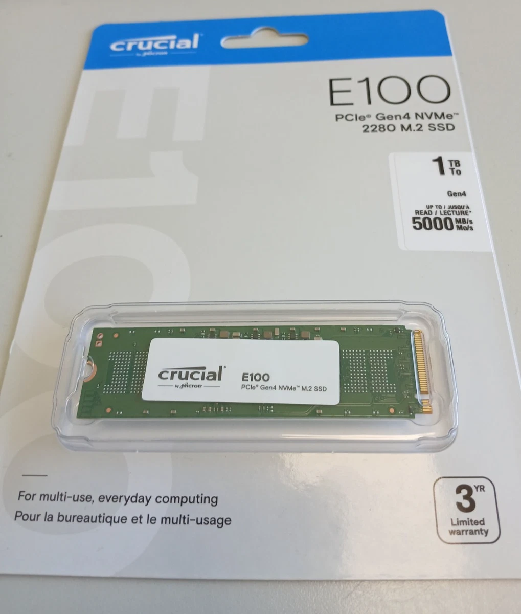 SSD Crucial E100 1 TB PCIe Gen4 NVMe 2280 M.2