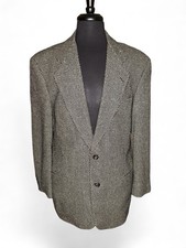 Vintage Hugo Boss Galilei Sport Coat Blazer Mens 40R Brown Silk Wool Birdseye