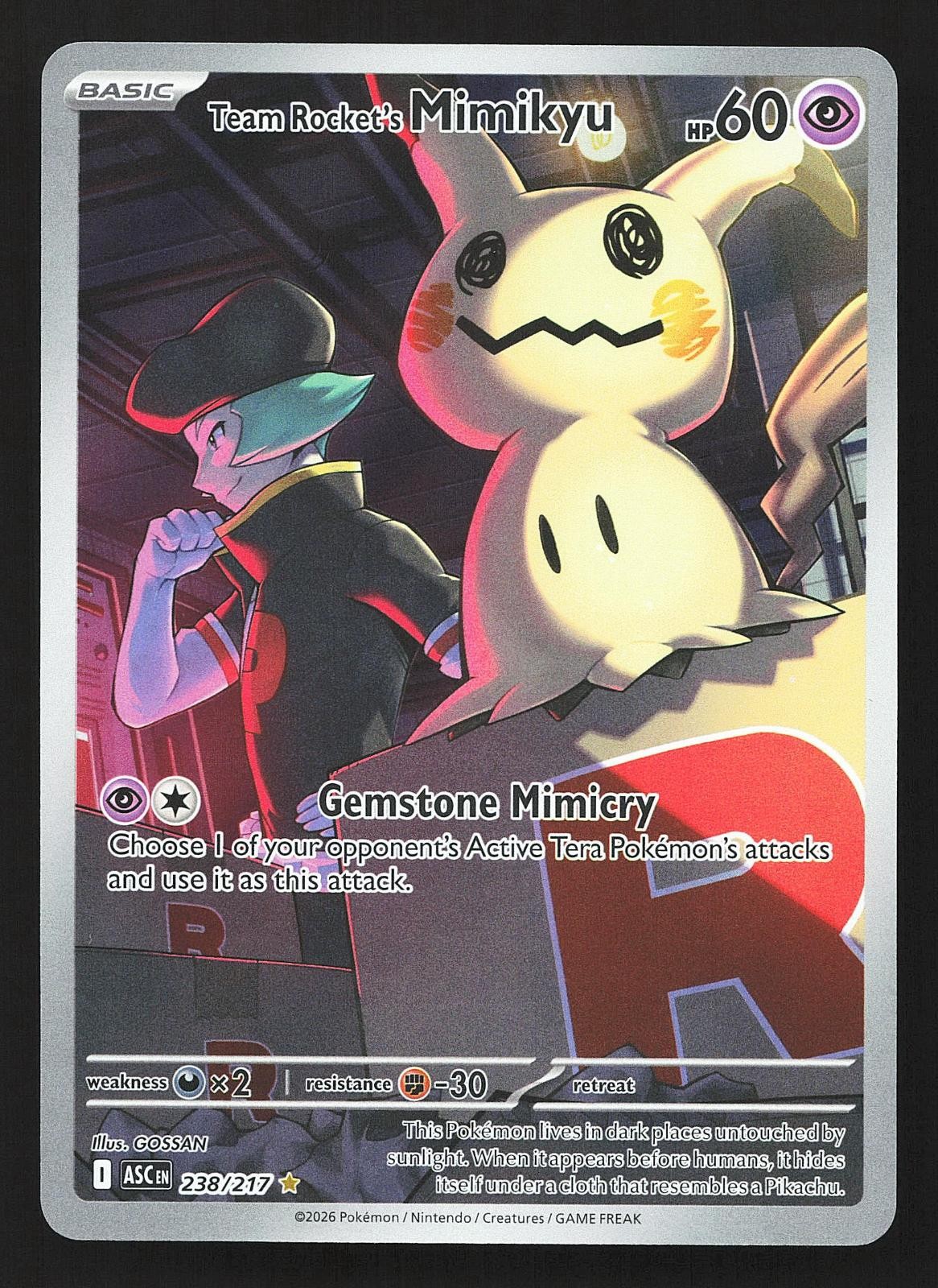 Team Rocket's Mimikyu ME: Ascended Heroes 238/217 Holo Illustration Rare Pokemon