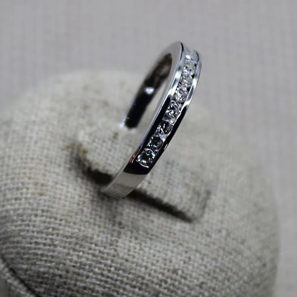 Bague Argent 925 Rhodié Zirconium – Alliance Élégante Femme Taille 50–60 - Photo 3/4