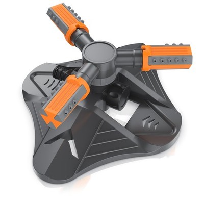 Brandson 360 Grad Sprühkopf Garten Rasensprenger 3 Arm Schwarz-Orange