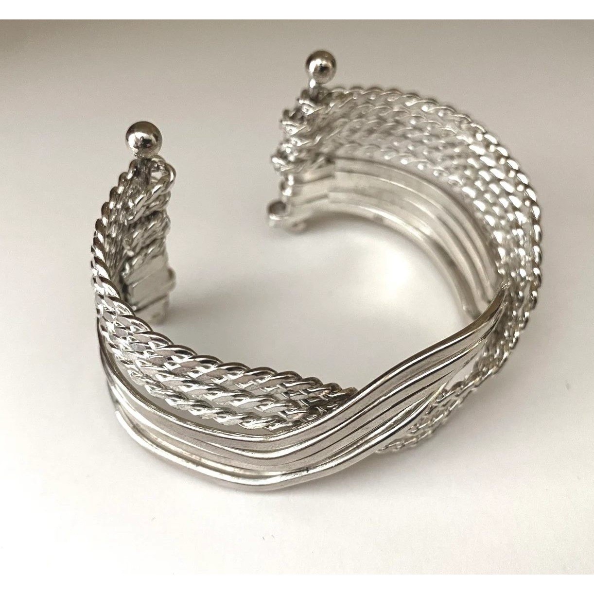 Solid Sterling Silver Multi-Band Cuff Bracelet – … - image 4