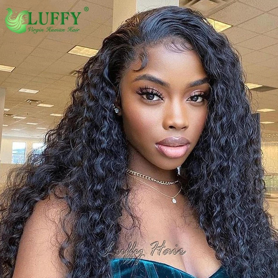 Pelucas de encaje completas de parte gratuita 100 % cabello humano rizado HD pelucas delanteras de encaje con cabello de bebé Foto 4 de 4