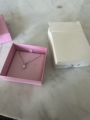 Swarovski 7mm Pendant Necklace Cubic Zirconia Crystal Silver MPN 5472635
