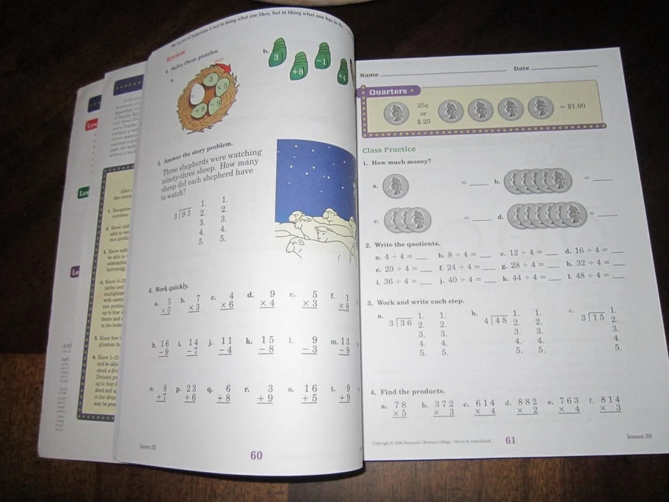 Abeka 3rd Grade Arithmetic Worktext Student Book Fifth Edition # 104515 - Image 4 of 4