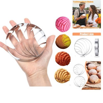 Concha Cutter Mexican Bread Mold, 3.94'' Stainless Steel Concha Stamp Two Side...