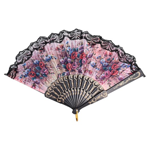 Folding Fan Dance Fan 12pcs Floral Print Party Summer 23CM Long Floral Fan - Picture 6 of 12