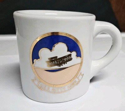 VTG USS Kitty Hawk Gold Edge 8oz USN Ship Service Ceramic Coffee Mug