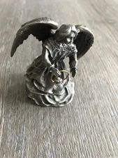1987 Hudson Pewter Guardian Angel Figurine With Lamp