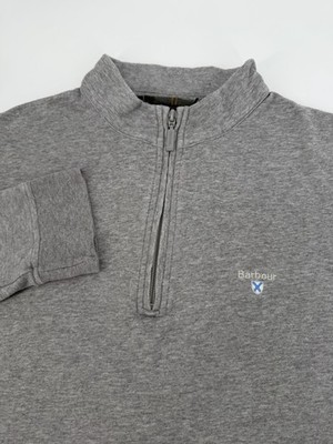 Barbour Men s 1/4 Zip Sweatshirt Small Gray Cotton Pullover Sweater Designer