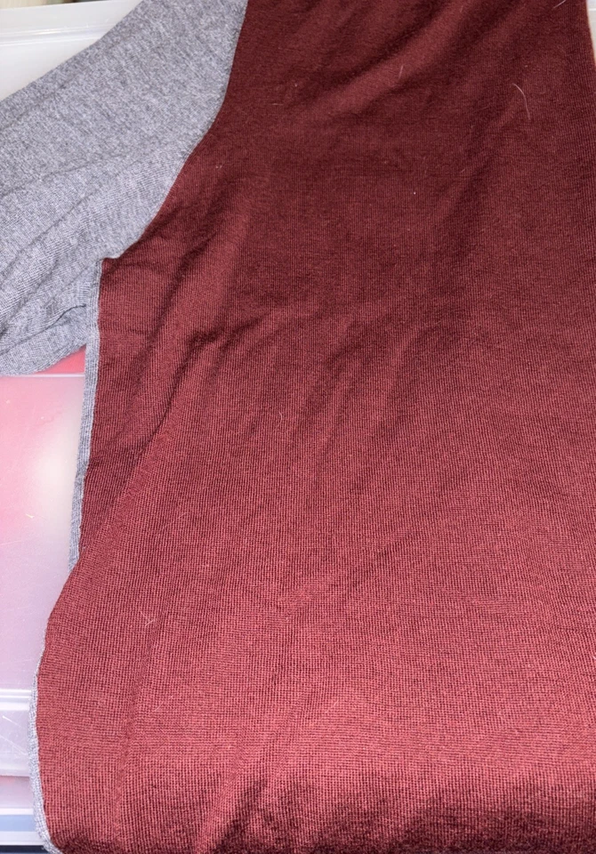 Suéter Murano Para Hombre Hermoso XL Borgoña y Gris 100% Lana Merino Cuello Simulado Foto 4 de 4
