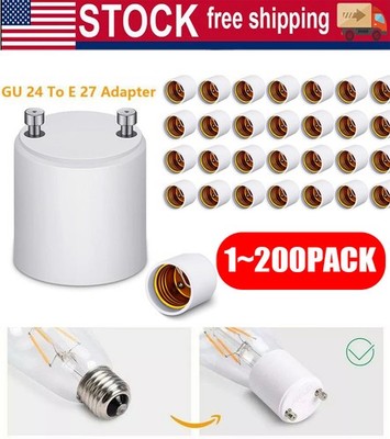 GU24 To E27 /E26 Screw LED Light Lamp Bulb Base Adapter Socket Converter Adaptor