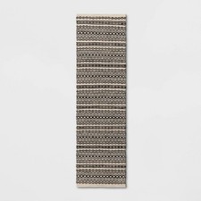 2'x7' Washable Norwalk Stripe Runner Rug Black/White - Threshold