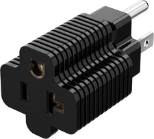 Nema 5-15P to 5-20R Adapter, 2-in-1 15Amp 125Volt 20Amp 1PACK, Black Color 