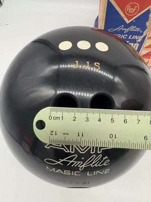 Vintage Amf Amflite Magic Line Bowling Ball w/Original Box Black
